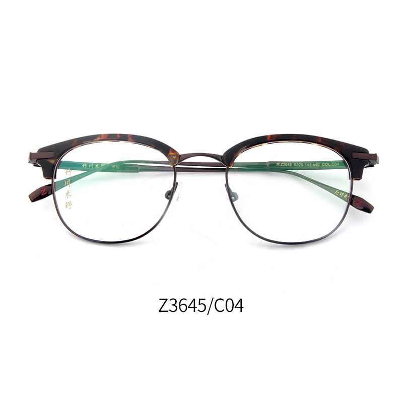 竹川木野Z3645 男女通用眼镜框C02黑金_亿超眼镜官网