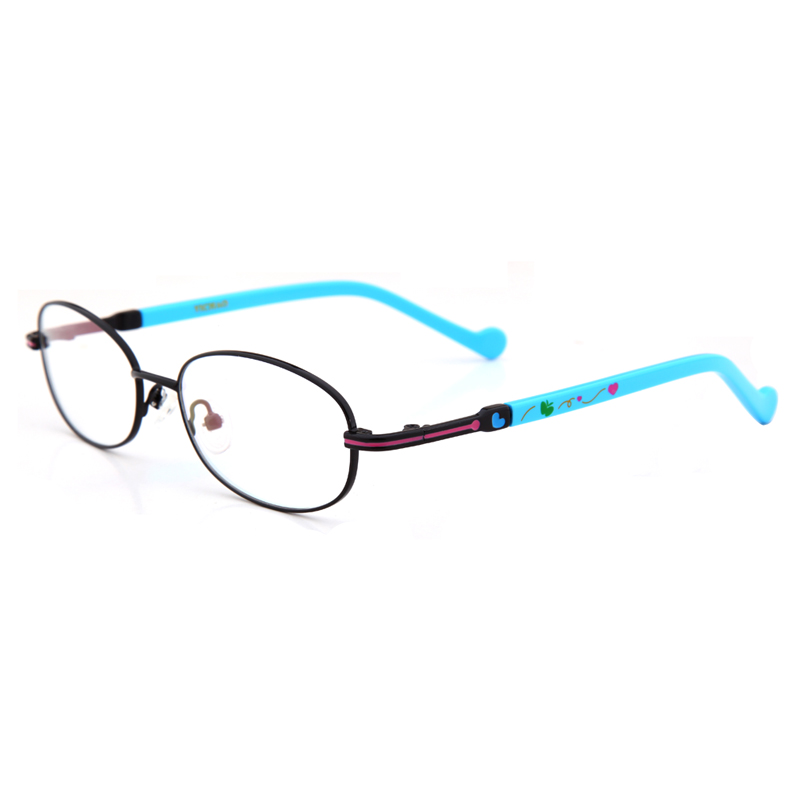 亿超新款圆形可爱儿童近视合金板材休闲学生眼镜FH4001C1黑框蓝腿