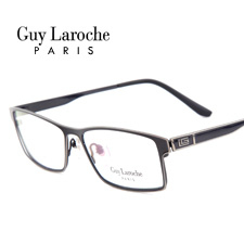 姬龙雪GL0512C04C黑框银边纯钛全框商务男士近视眼镜