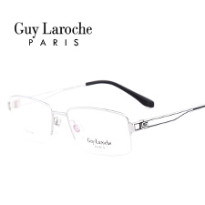 姬龙雪GL0518C02商务纯钛半框大码男士银色近视框架眼镜