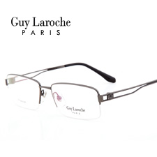 姬龙雪GL0518C03商务纯钛半框大码男士枪色近视框架眼镜