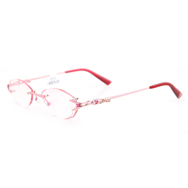 亿超无框切边纯钛8905粉色/1.61白晶女士近视眼镜