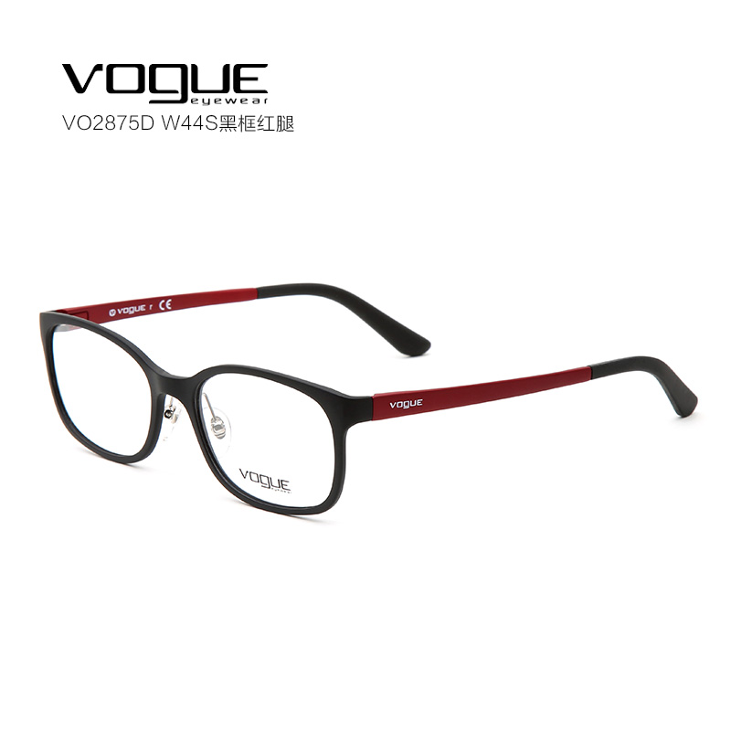 沃格 VO2875D 女士 眼镜框 W44S黑框红腿