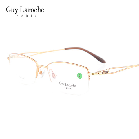 姬龙雪GL0503C05商务纯钛半框中码女士粉色近视框架眼镜