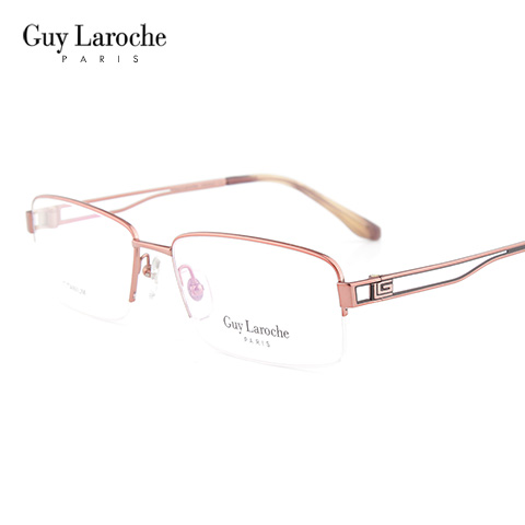 姬龙雪GL0518C05商务纯钛半框大码男士金色近视框架眼镜