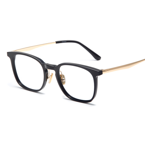 亿超 板材+合金 全框眼镜框 黑金色 新款方框复古 FB5075C01