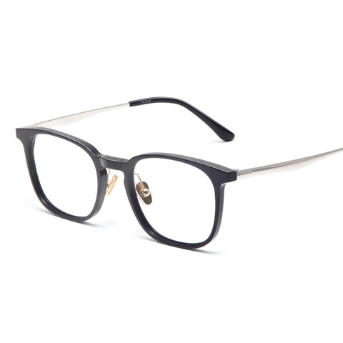 亿超 板材+合金 全框眼镜框 黑银色 新款方框复古 FB5075C01