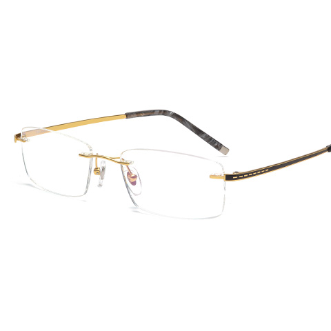 亿超 纯钛 无框眼镜框 金色 商务男士 FG80033C01