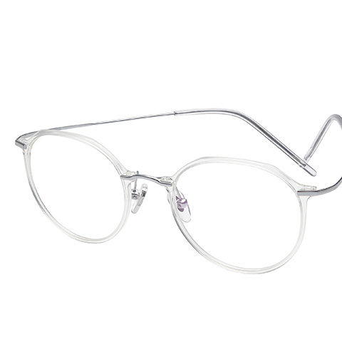 亿超 尼龙+钛 全框眼镜框 透明银色 潮流女士  FB6174C4