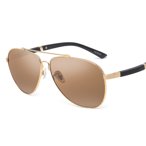 亿超合金+TR90偏光太阳镜茶片金色简约男女通用YC9602C04