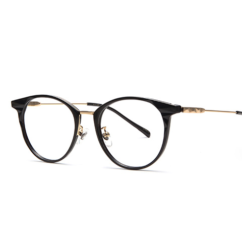 竹川木野 板材+合金 全框眼镜框 黑金色 潮流男女通用 Z1724C1