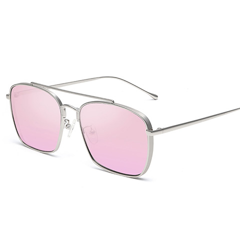 亿超 合金 遮阳太阳镜 银/炫彩粉 简约男女款 YC21804C05