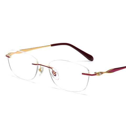 亿超 纯钛 无框眼镜框 紫金色 商务女款 FB6160C20S