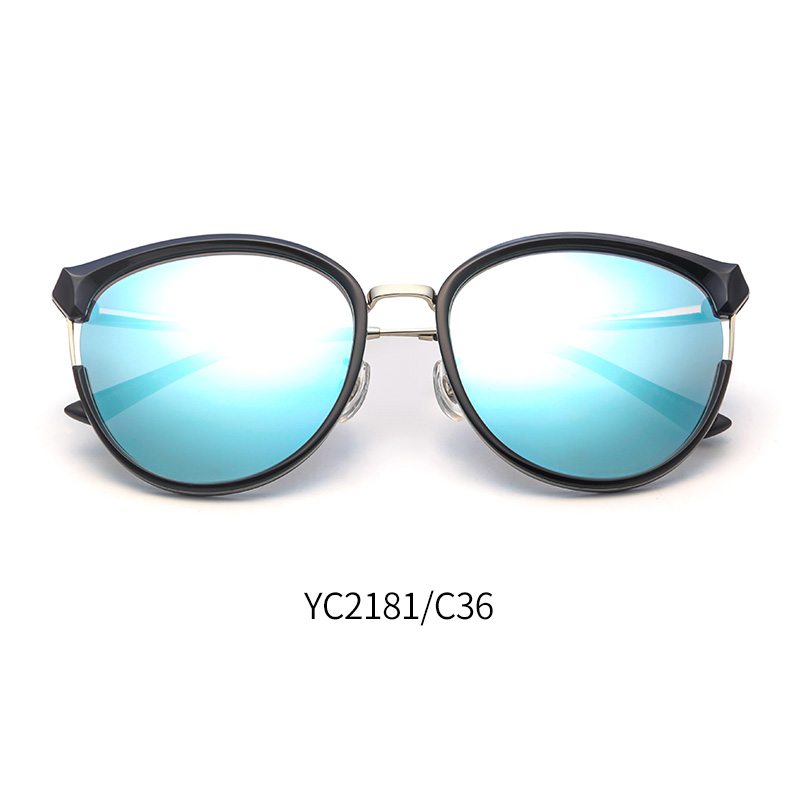 亿超全框圆形黑银偏光太阳镜YC2181