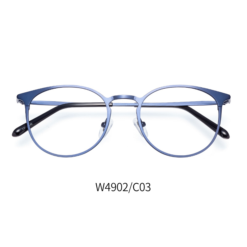 亿超合金全框圆框眼镜架磨砂蓝WL4902C03