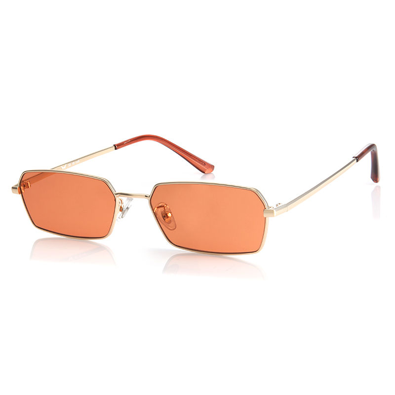 亿超网红款男女时尚个性小框太阳镜 男女同款YC2204C05玫瑰金框茶片
