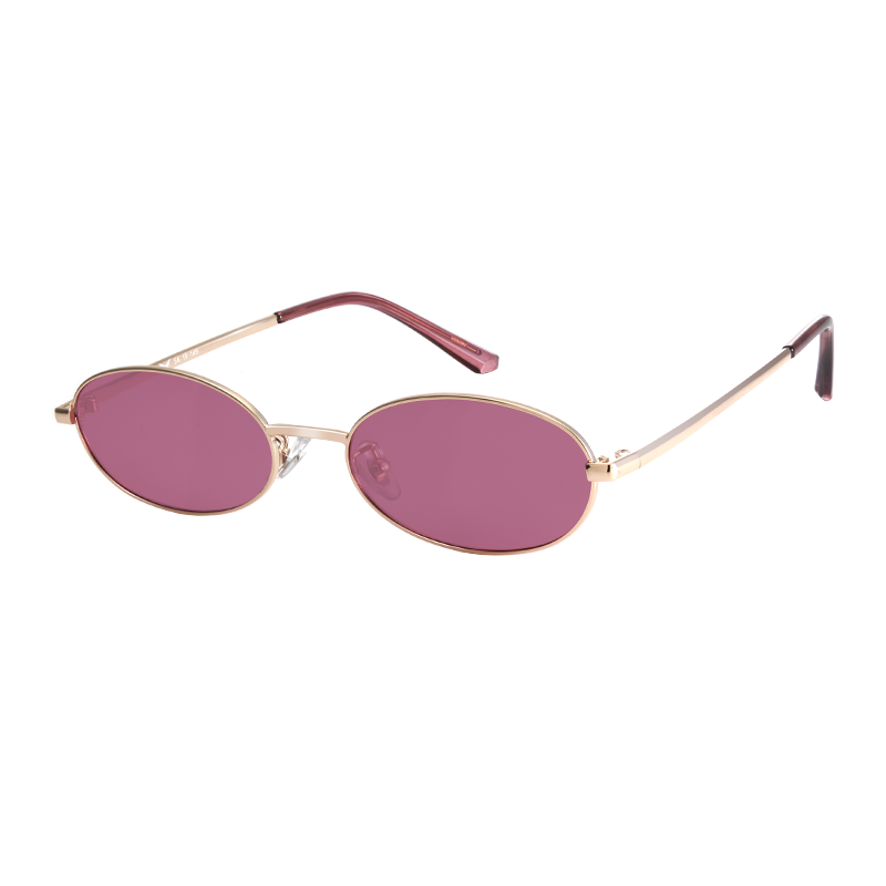 亿超网红款男女椭圆小框太阳镜 男女同款YC2203C03嫣红
