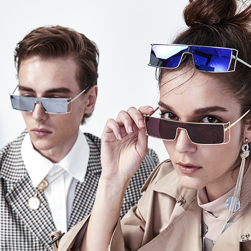 亿超个性款一体式骇客款太阳镜 男女同款YC2210C01极致黑