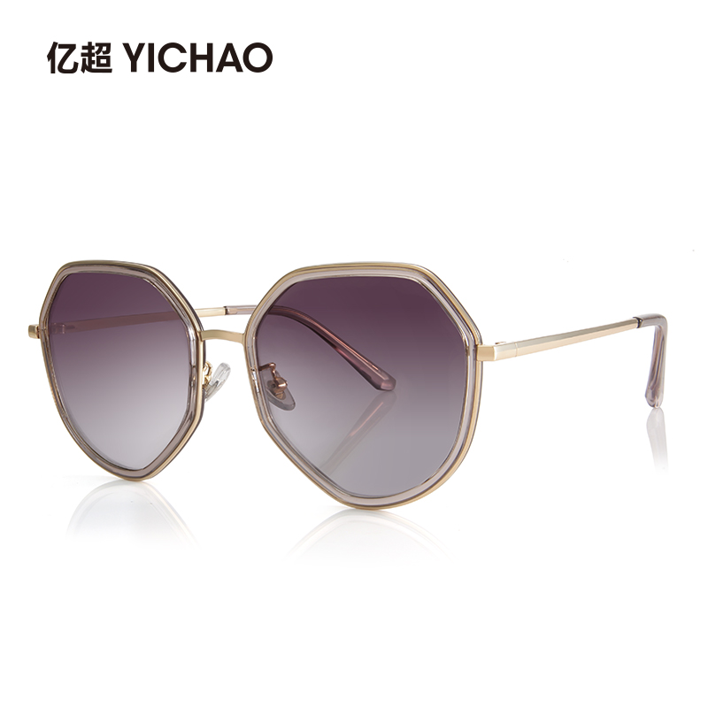 亿超多边形墨镜2206网红黄色眼镜女韩版潮 个性 偏光近视男时尚太阳镜