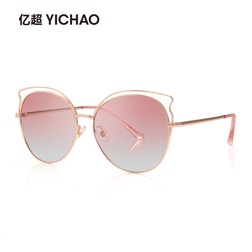 亿超新款太阳眼镜女时尚圆框偏光墨镜网红猫眼粉色复古韩版潮个性
