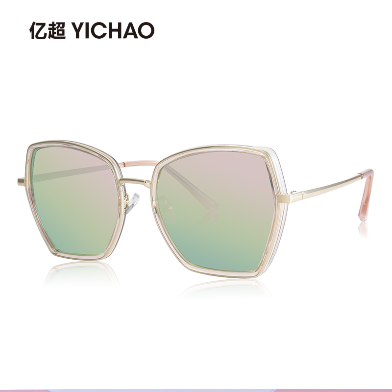 新品多边形复古大框偏光墨镜女网红潮金属墨镜2807女太阳镜男