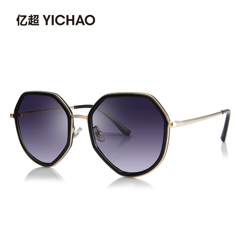 亿超多边形墨镜2206网红黄色眼镜女韩版潮 个性 偏光近视男时尚太阳镜