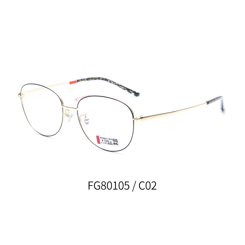 亿超钛FG80105全框超轻眼镜架C2黑金 男女同款
