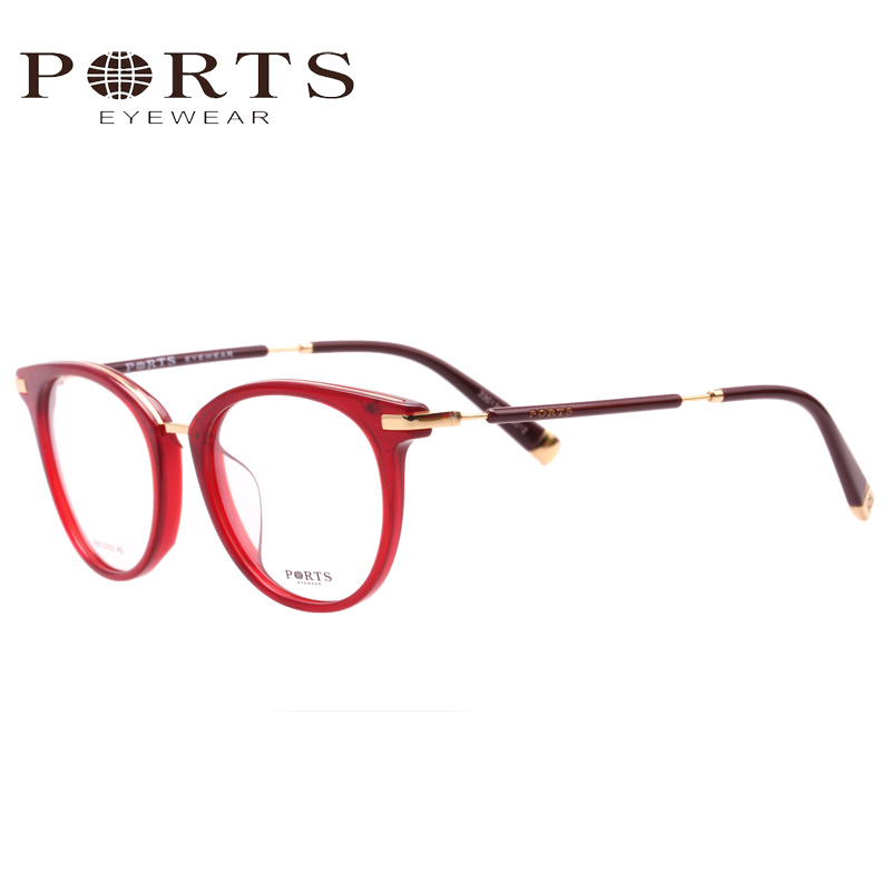 宝姿板材+合金POF13703女士全框眼镜架 红色