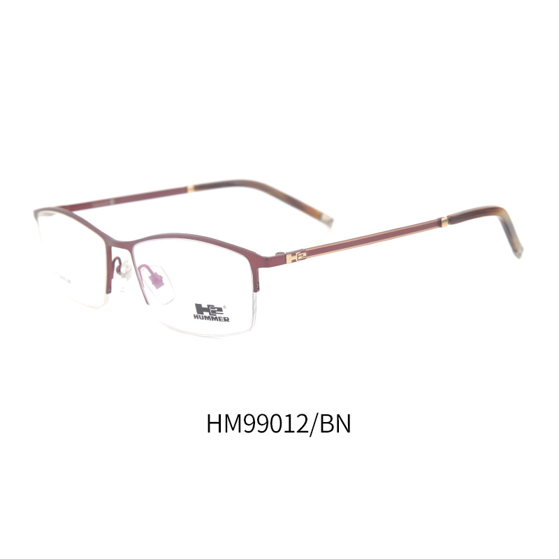 悍马 HM99012 男士 眼镜框 BN暗红/金