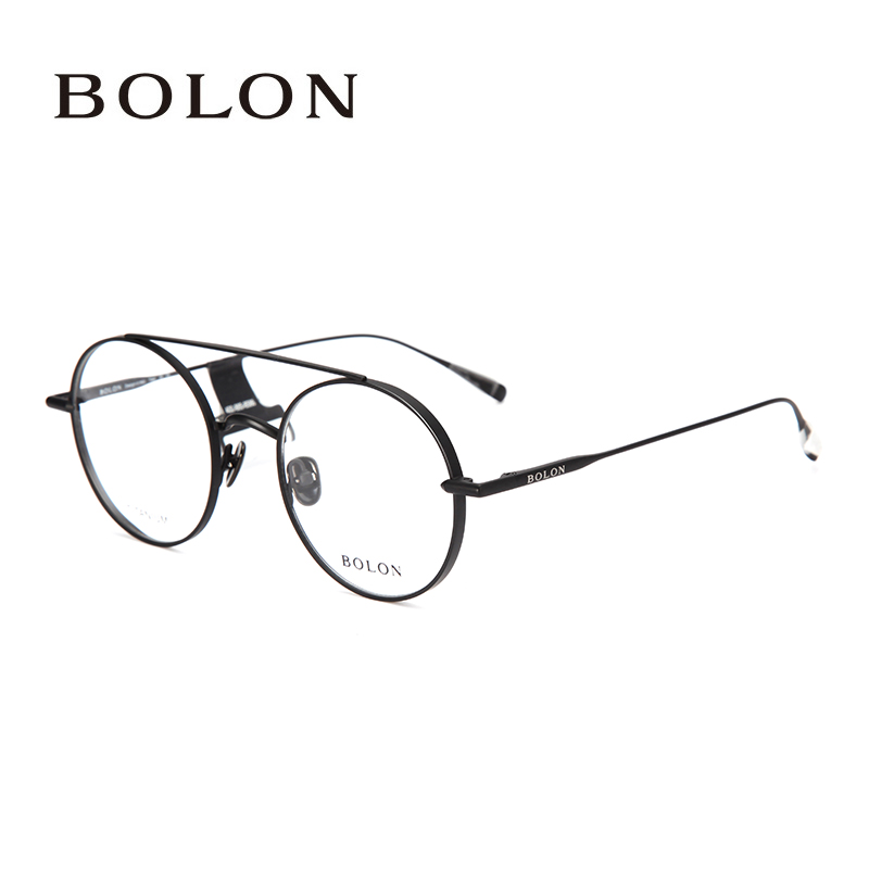 暴龙钛BJ1309 B10磨砂黑 双梁个性圆框眼镜架