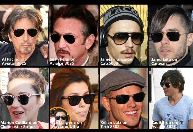 佩戴雷朋太阳镜的众多明星